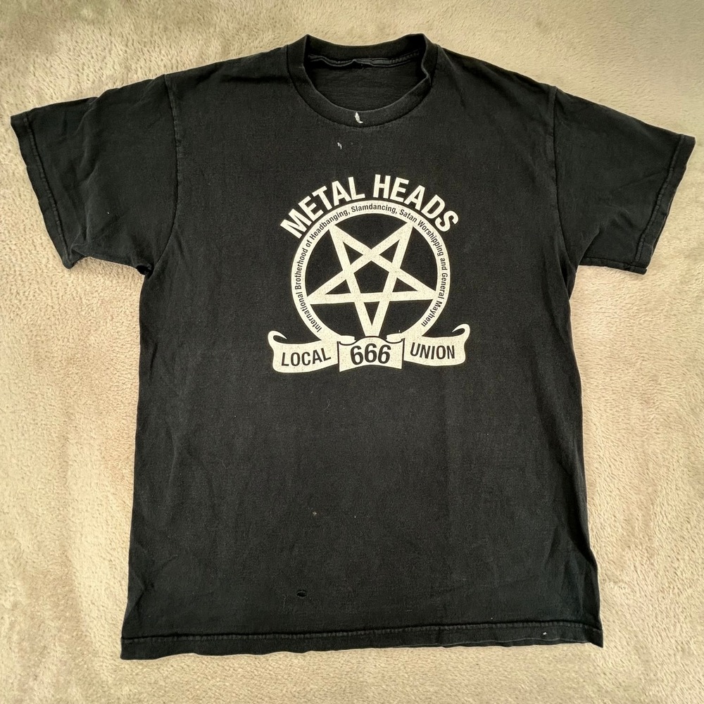 Vintage Unbranded Mens Metal Heads‎ Local 666 Union T Shirt XL Black Preowned